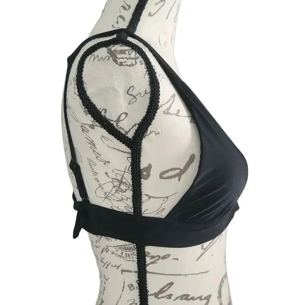 Aerie Women's Size Medium Black Triangle Knot Back Bikini Top